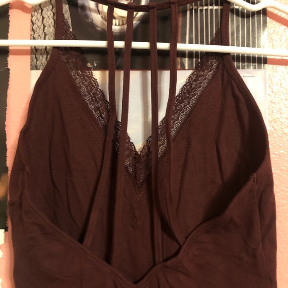 Abercrombie&Fitch Maroon Bodysuit Lace Tank Top - Picture 4 of 5